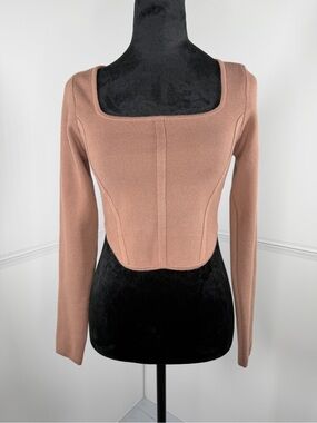 Altar'd State Square Neck Ribbed Knit Corset Crop Top Size Small